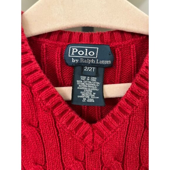 EUC Polo Ralph Lauren Red Cable Knit V-Neck Sweater Vest - Picture 3 of 3